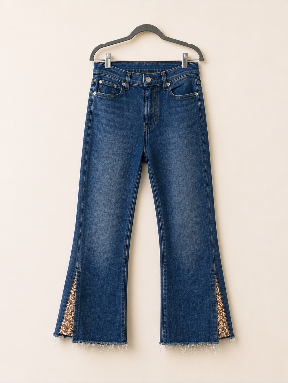 7 For All Mankind Luxe Vintage High Waist Slim Kick Sequin Distressed Jeans